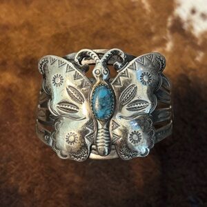 Silver and Turquoise Butterfly Cuff